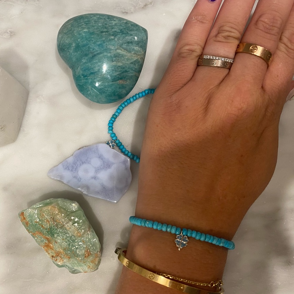 SYDNEY EVAN STYLE TURQUOISE HEALING CRYSTAL BEADED BRACELET